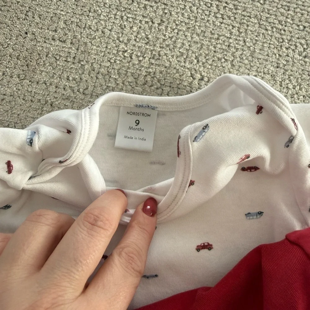 Nordstrom Blue Striped and Carters Cream Animal Print Bodysuits
